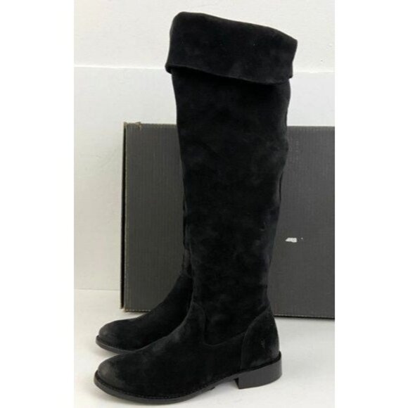Frye Shirley OTK Black Oiled Suede  Leather Boots Size 7 - Picture 6 of 8